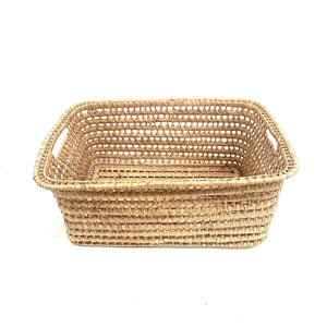 Rectangular natural fiber basket