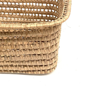 Rectangular natural fiber basket