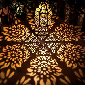 farol árabe de bronce antiguo solar