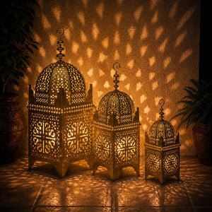 farol árabe de forja oro lifestyle
