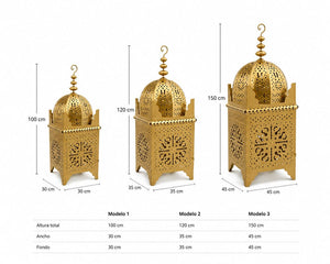 Farol árabe de forja oro | 3 Modelos