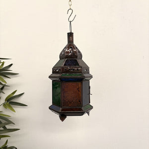 farol árabe hexagonal multicolor colgante