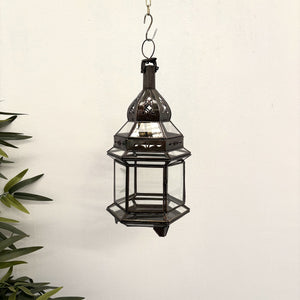 farol árabe hexagonal transparente ms4 colgado