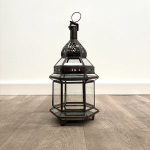 farol árabe hexagonal transparente salón