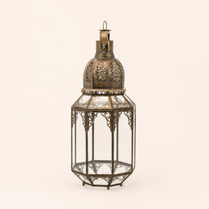 farol marroquí cristal y forja octagonal khall