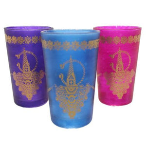 Juego de 6 vasos de té marroquíes Mano de Fátima
