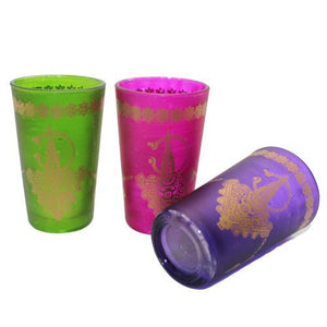 Juego de 6 vasos de té marroquíes Mano de Fátima