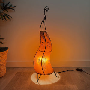 lámpara marroquí piel naranja 70