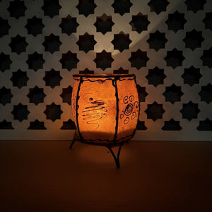 portavelas marroquí piel henna naranja on