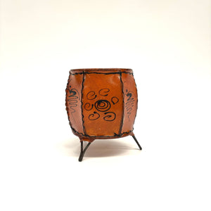 portavelas marroquí piel henna naranja