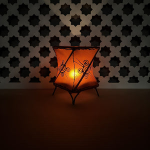 portavelas marroquí piel naranja gallo