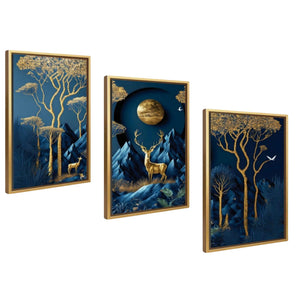 set cuadros ciervo naturaleza