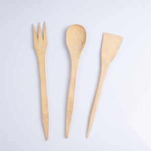 Set de 3 cubiertos artesanos de madera