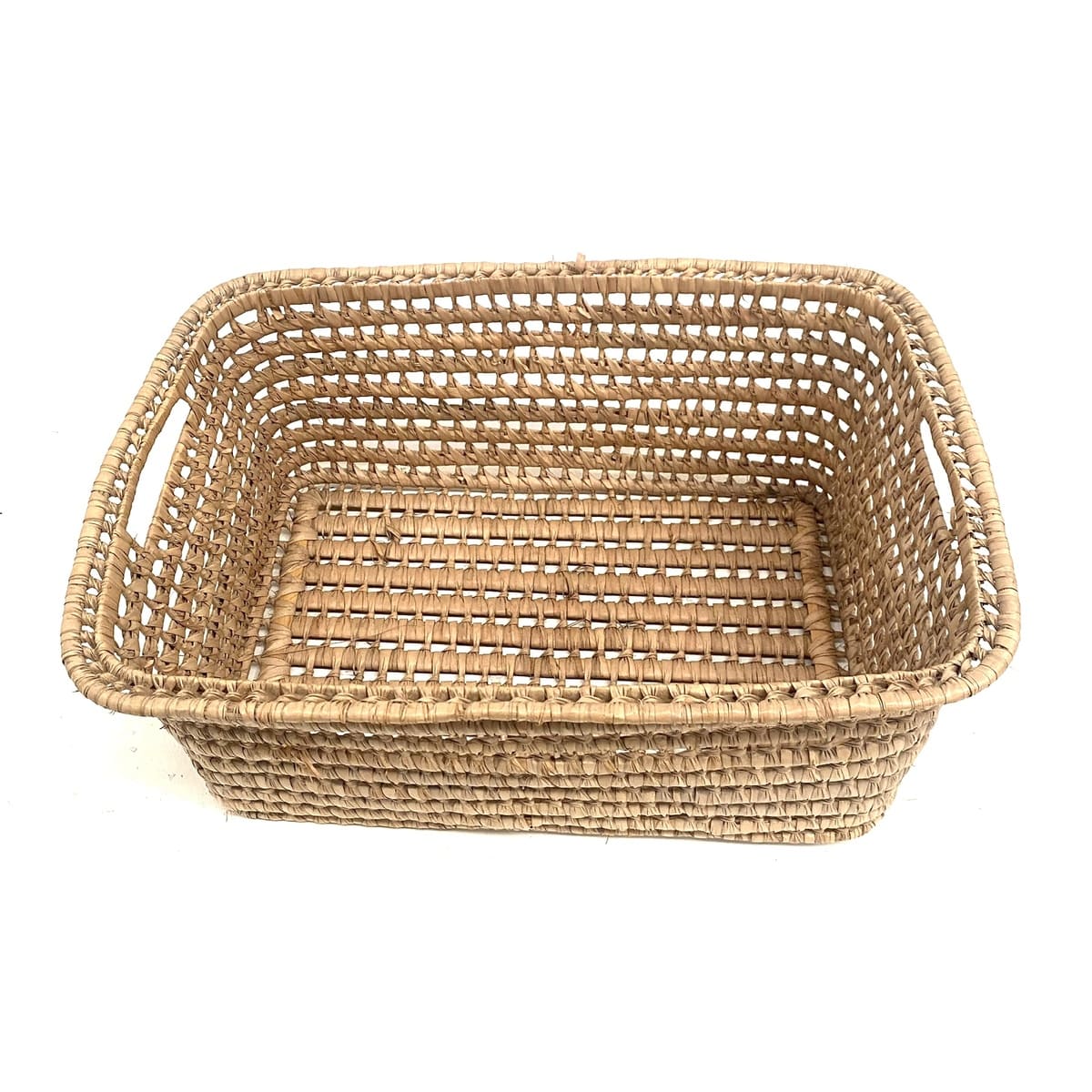 Rectangular natural fiber basket