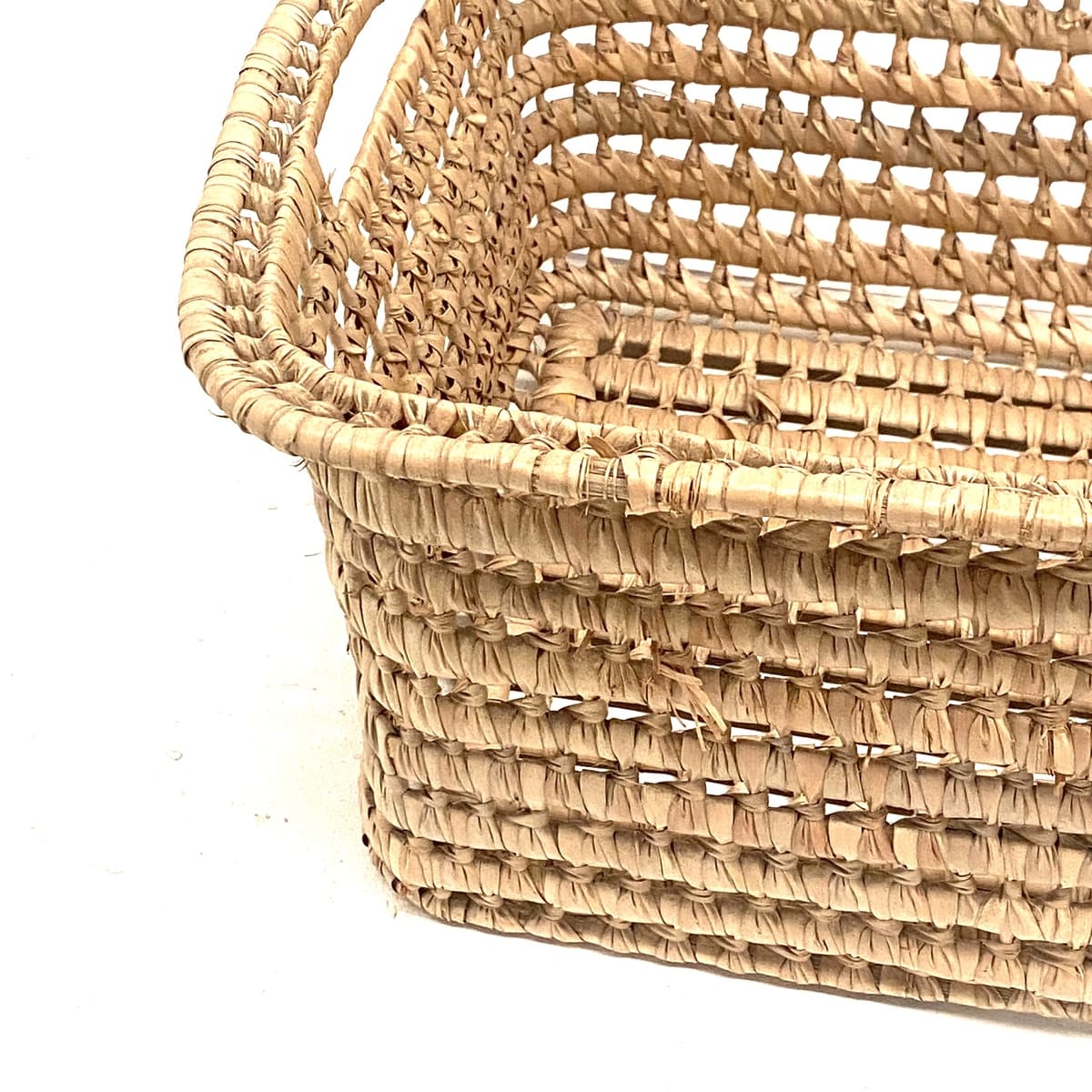 Rectangular natural fiber basket