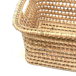 Rectangular natural fiber basket