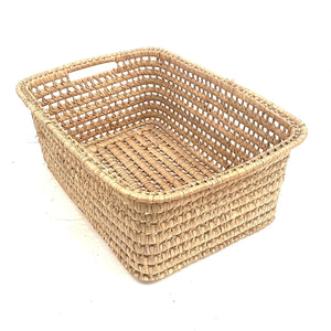 Rectangular natural fiber basket