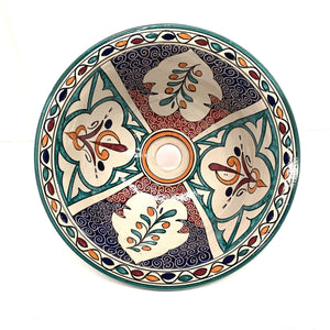 Arabic floral ceramic washbasin 35cm