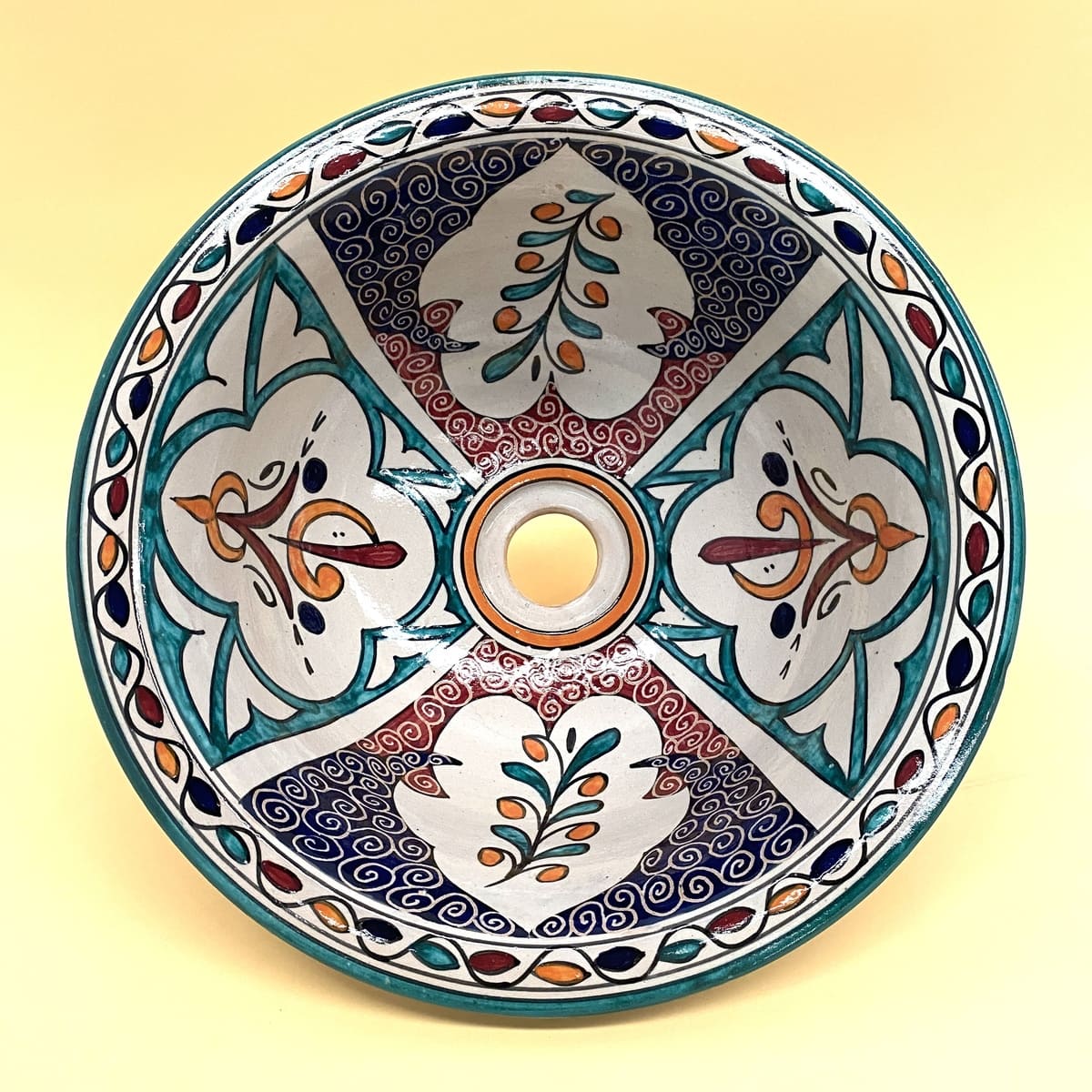 Arabic floral ceramic washbasin 35cm