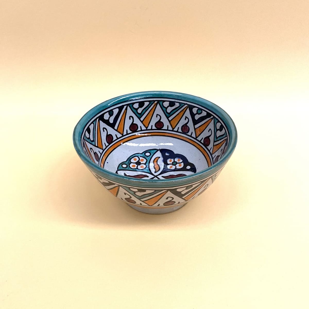Multicolored green ceramic Arabic salad bowl 18cm