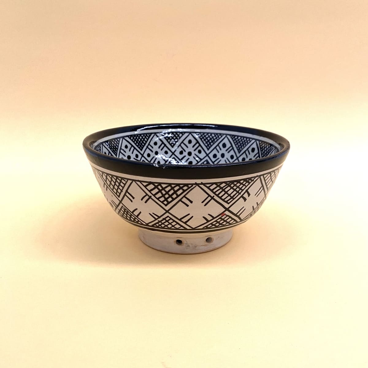 Berber style black and white Arabic salad bowl 18cm