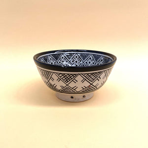 Berber style black and white Arabic salad bowl 18cm
