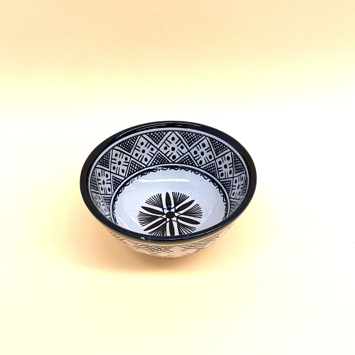 Berber style black and white Arabic salad bowl 18cm
