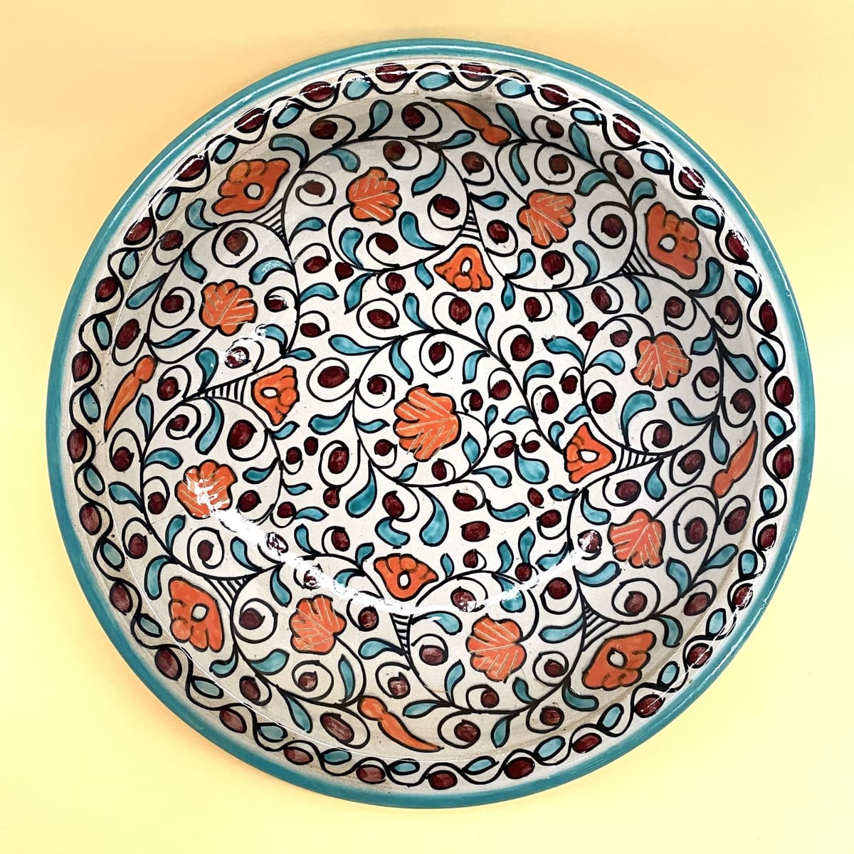 Floral Arabic ceramic plate 40cm