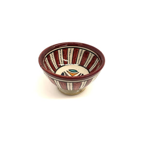 Multicolored Maroon Ceramic Arabic Tapas Bowl