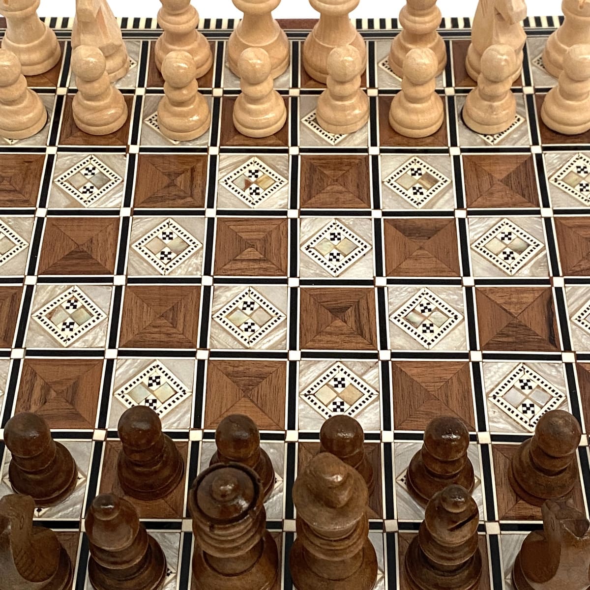 Handmade inlay and wood chess 30x30