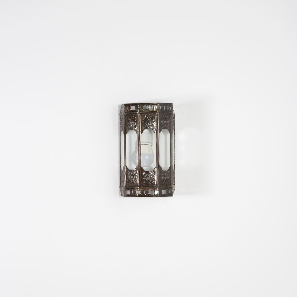 Arabic transparent glass and wrought iron wall light 22cm