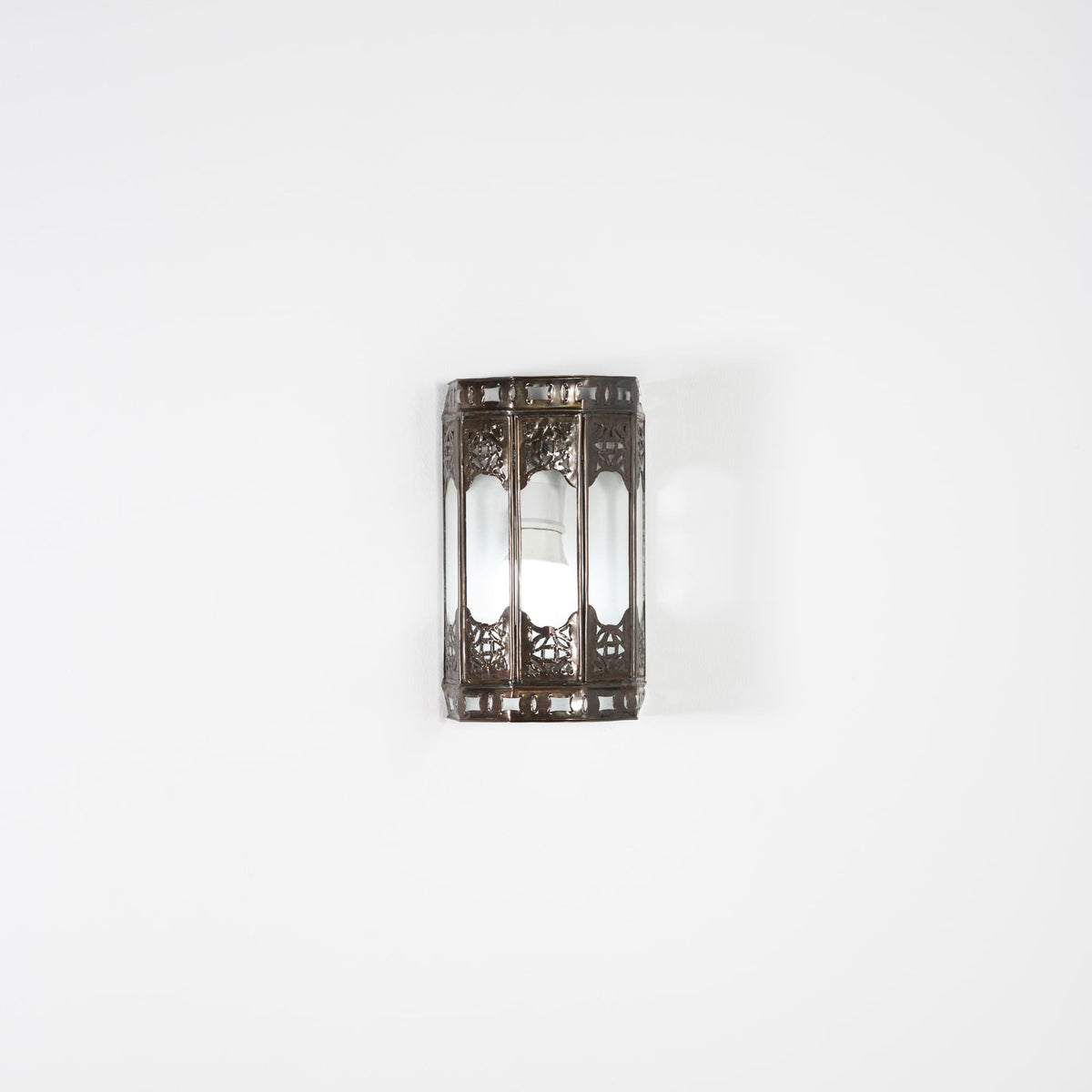 Arabic transparent glass and wrought iron wall light 22cm