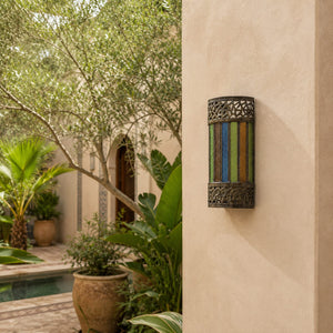 aplique marroquí cilíndrico cristal jardin