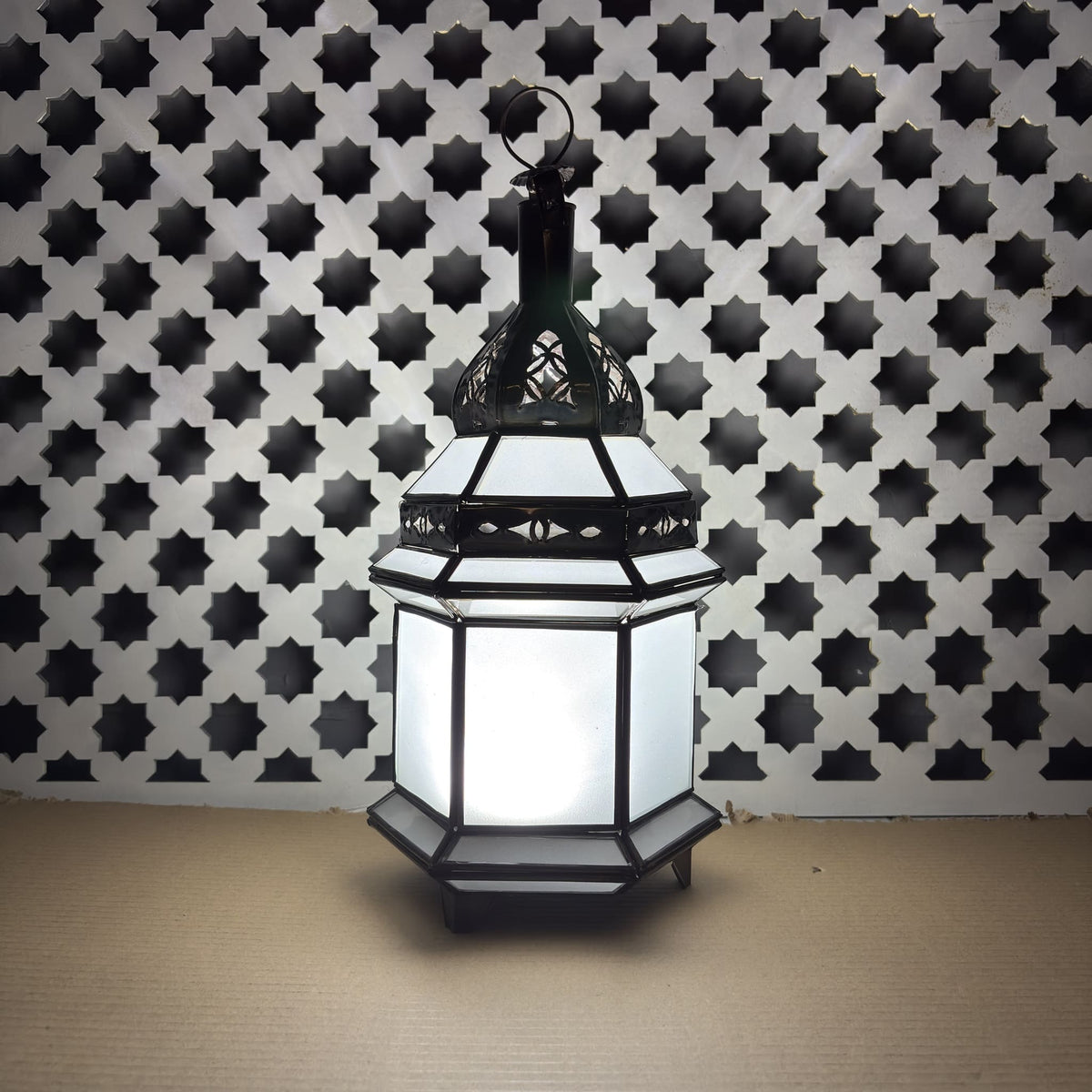 farol árabe hexagonal blanco on