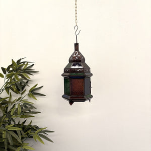 farol árabe hexagonal multicolor detalle