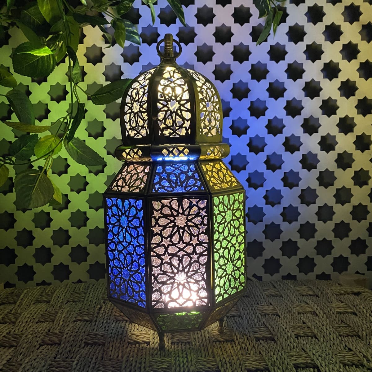 Arabic Octagonal Brass Lantern 38cm | Arab Lamps