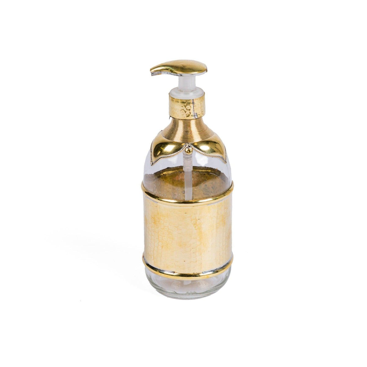 Jabonera árabe de cristal y alpaca tallada