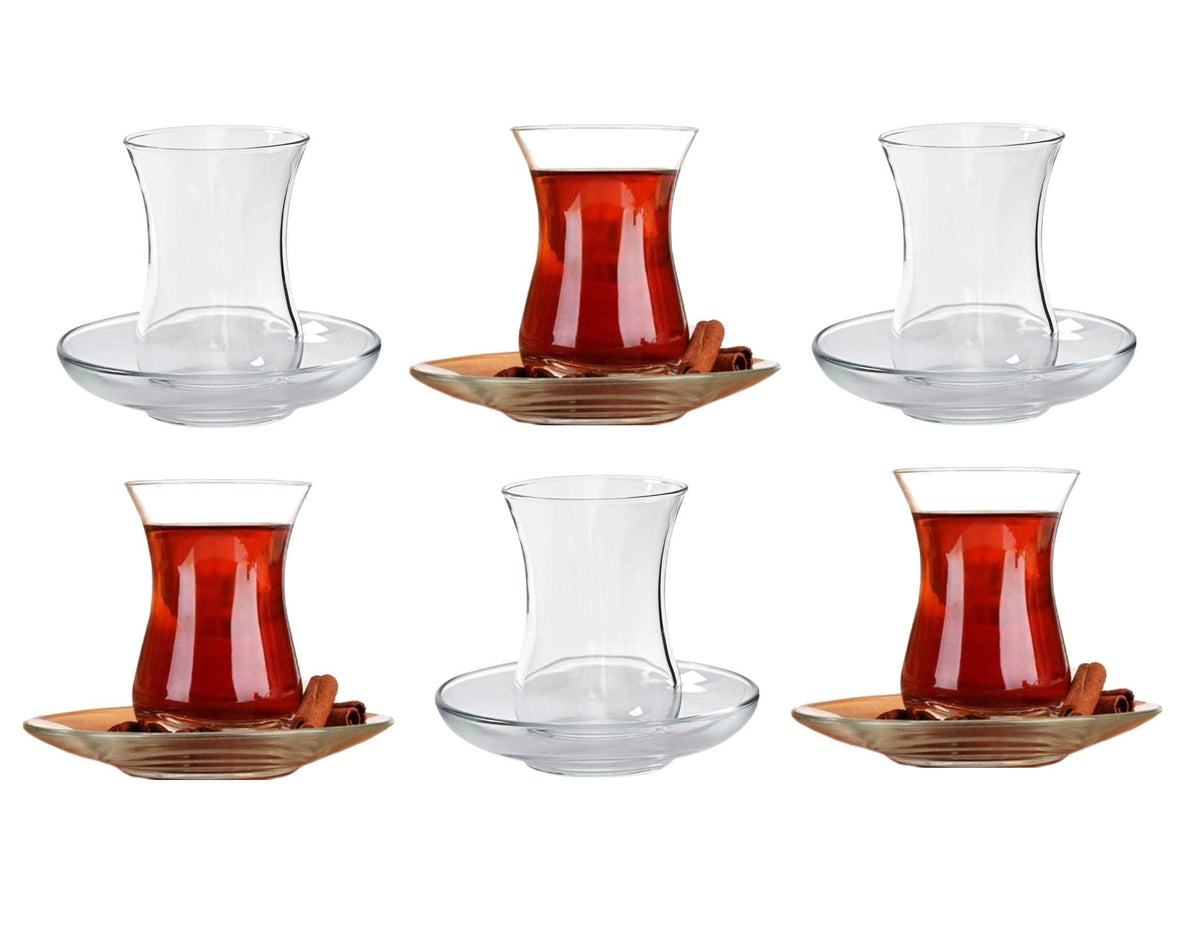 Juego de 6 vasos de té turco con plato