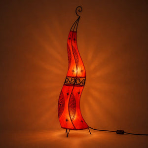 Moroccan leather and wrought iron lamp 120cm red