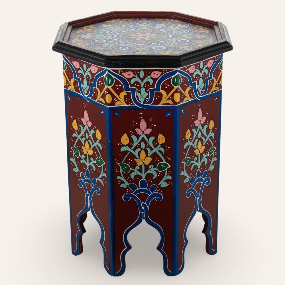 mesa marroquí de madera granate
