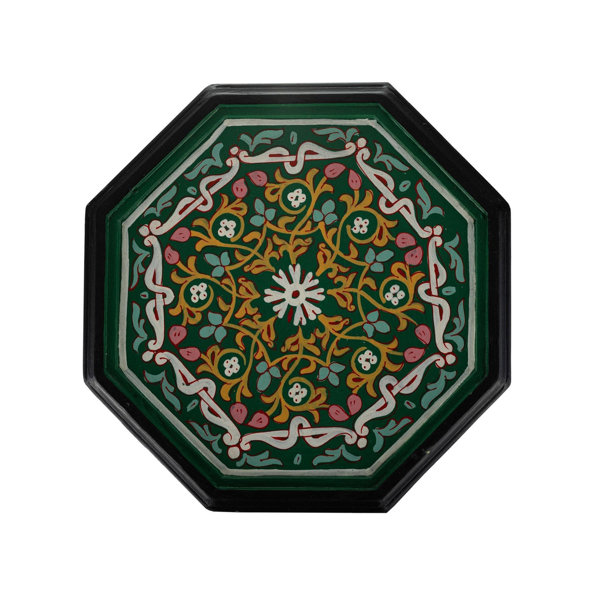 Mesa marroquí de madera verde pintada a mano