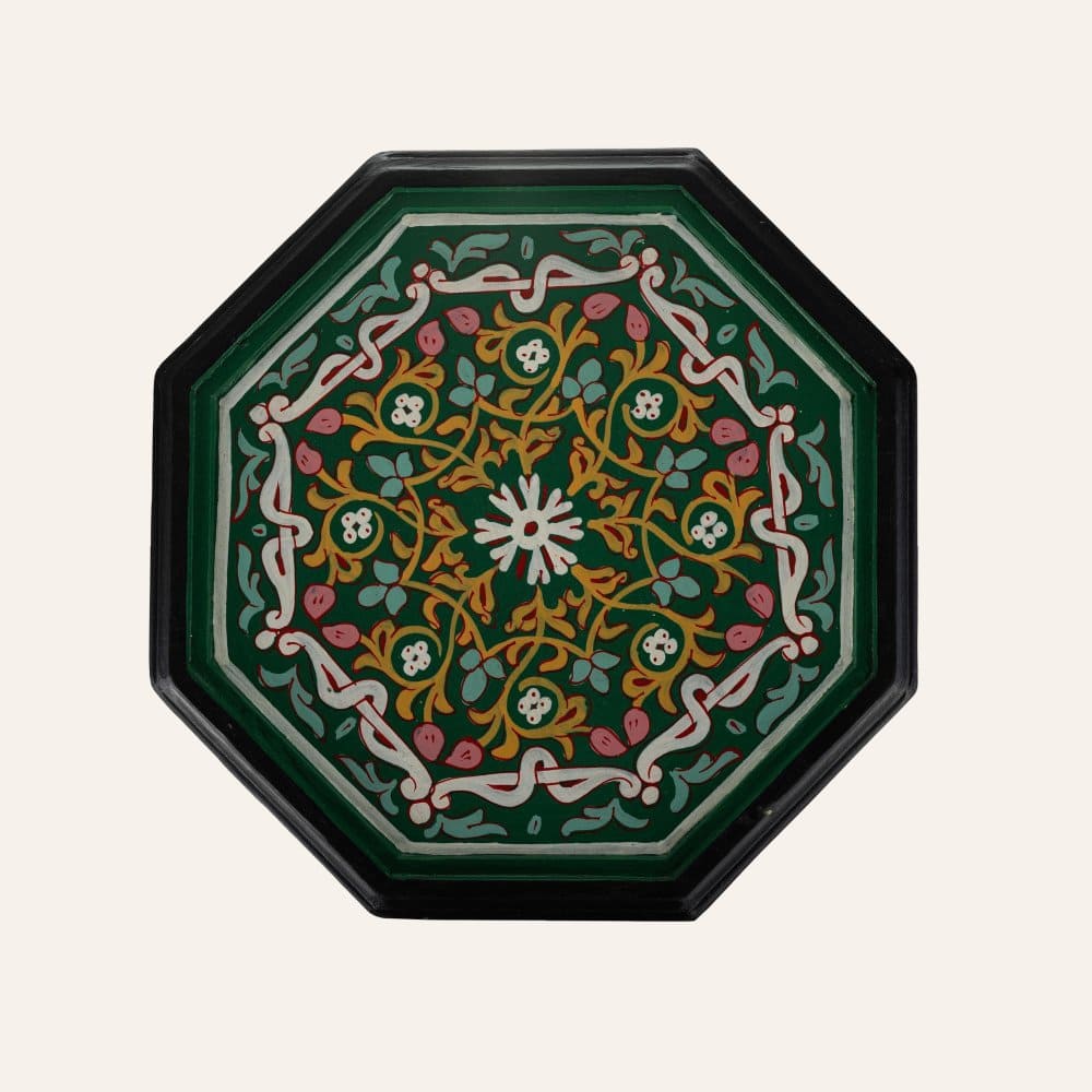 mesa marroquí de madera verde pintada top