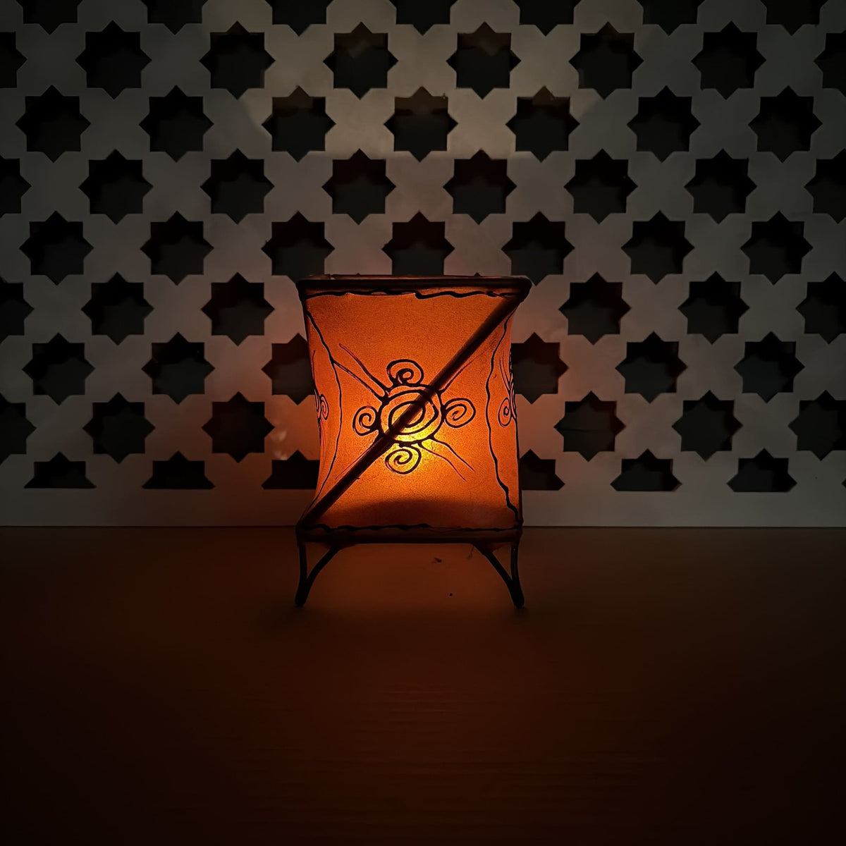 portavelas marroquí piel naranja  on