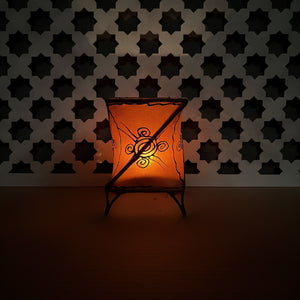 portavelas marroquí piel naranja  on