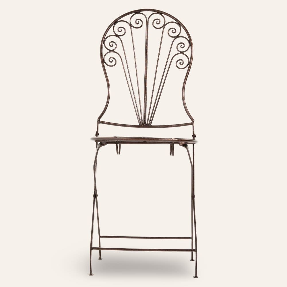 silla marroquí forja plegable cobre alzado