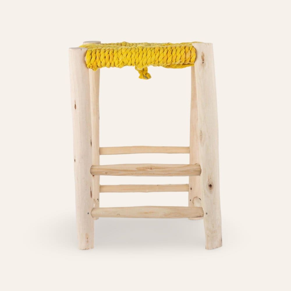 taburete marroquí madera amarillo